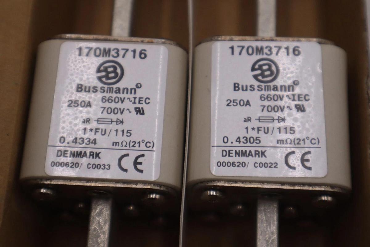 Used BUSSMANN 170M3716, High Speed Fuse, 250AMP (BOX OF 2) FREE SHIPPING NEW #G489A