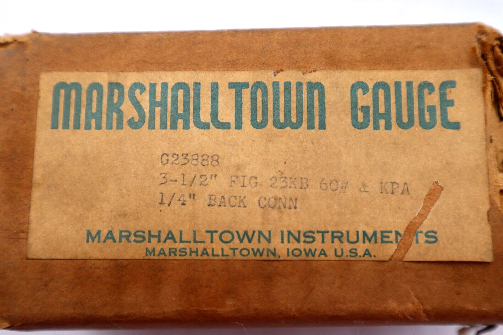 Used MARSHALLTOWN GAUGE 3 1/2" 60PSI GAUGE #L-802