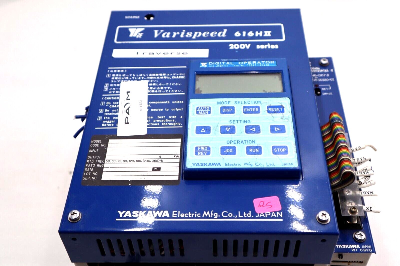 Used YASKAWA TRAVERSE INVERTER CIMR-2.2B 200V SERIES 3PH DIGITAL OPERATOR STOCK #1695