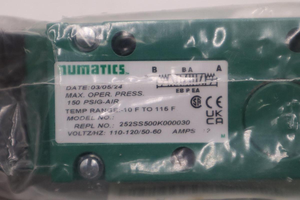 NEW NUMATICS 252SS500K000030 110-120V .12A 150PSI STOCK H1449