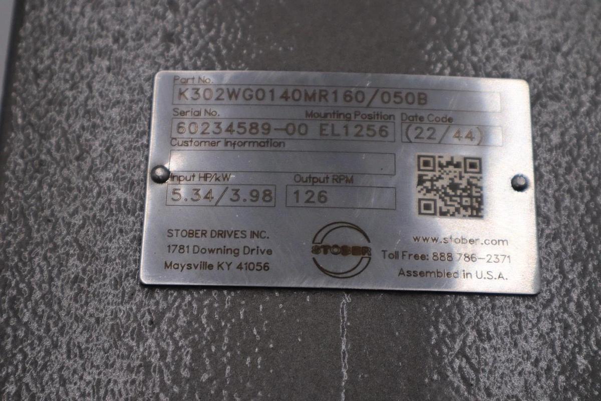 Used STOBER DRIVES K302WG0140MR160/050B, GEAR REDUCER NEW UNIT STOCK M192