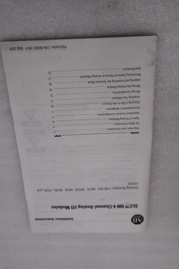 Allen Bradley 1746-NIO4I SLC 500 Analog Output Module - NEW - STOCK 5187CC