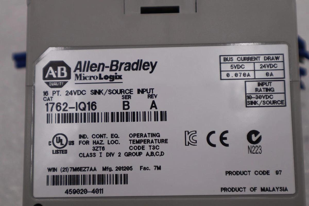 Used ALLEN BRADLEY 1762-IQ16 SER B MicroLogix 24VDC Input Module STOCK L-493C
