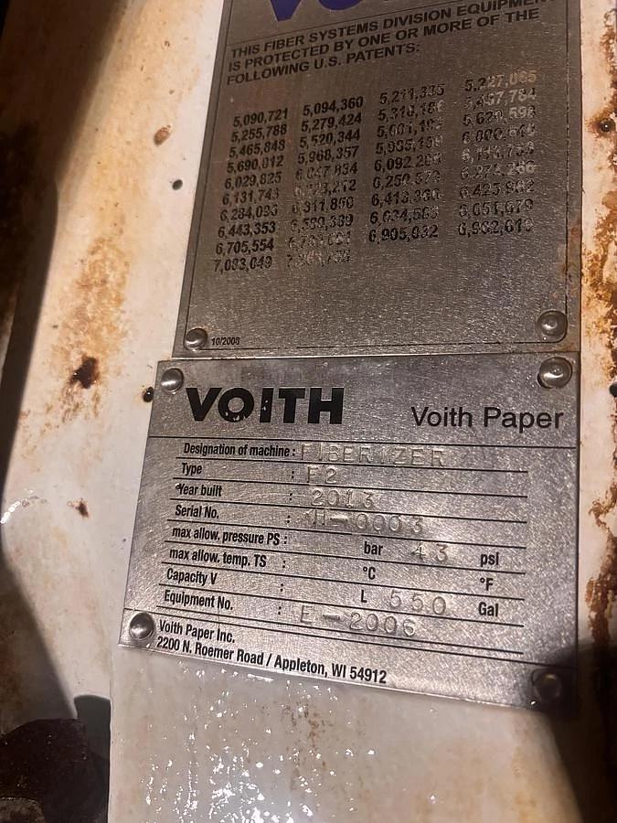 Used VOITH MODEL F2 PULPER FIBERIZER DETRASHER 200 HP MANUFACTURED 2013