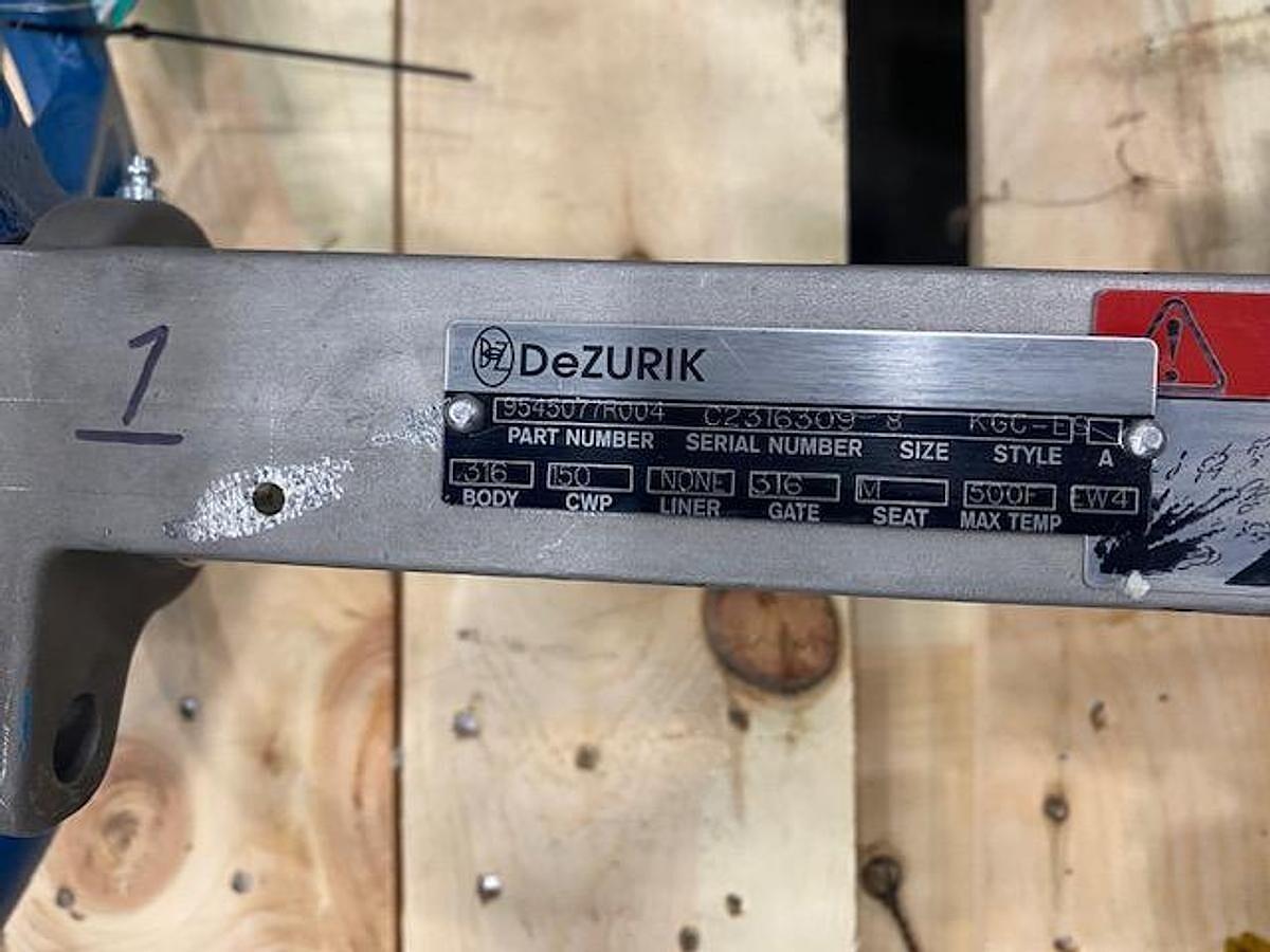 Used DEZURIK SIZE 8 STYLE KGC-E 8" MANUAL SS SLIDE GATE VALVE UNUSED