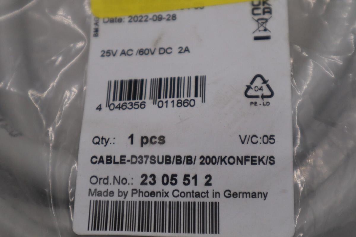 NEW Phoenix Contact CABLE-D37SUB/B/B/200/KONFEK/S STOCK G505A
