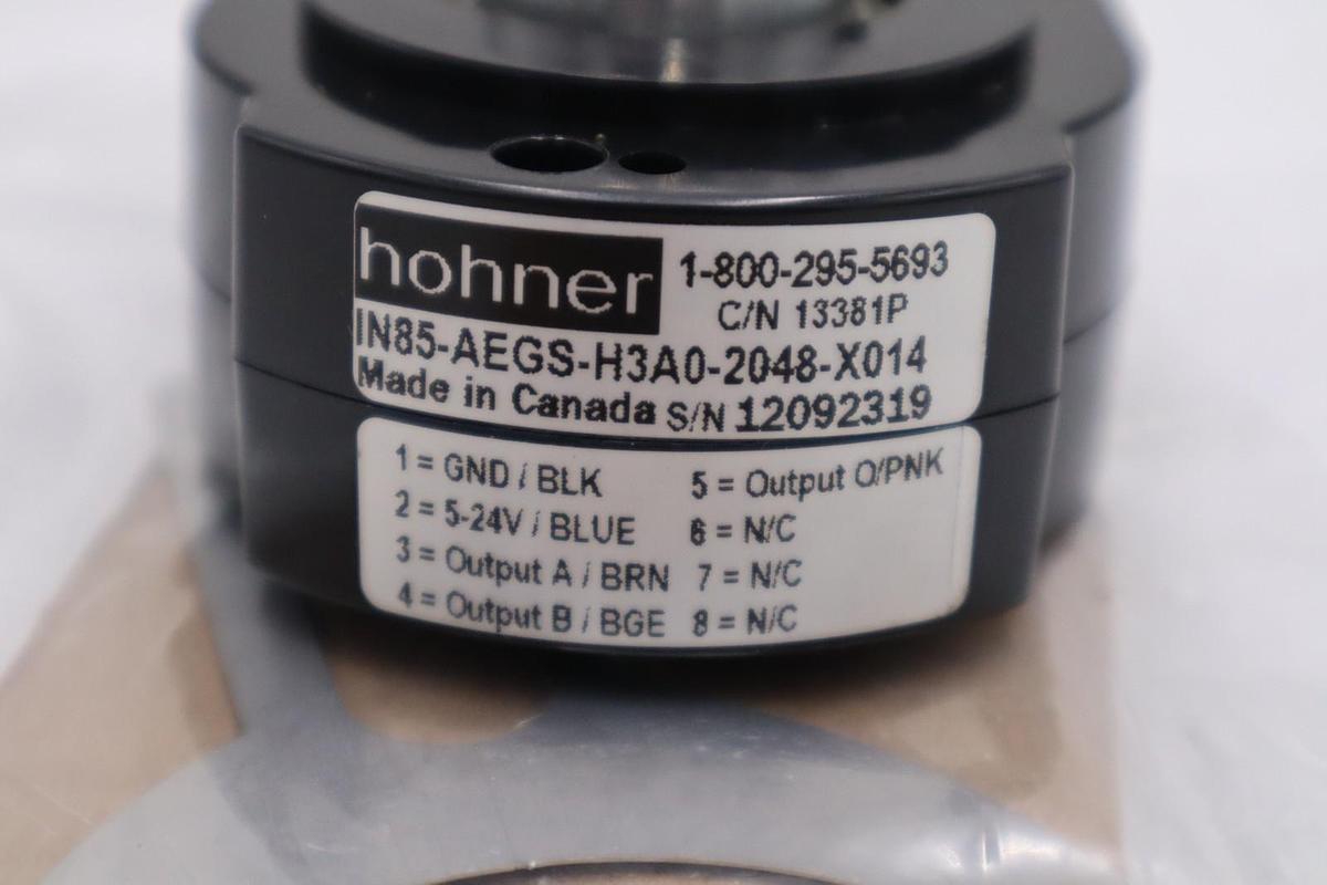 Used HOHNER IN85-AEGS-H3A0-2048-X014 ENCODER 5/8IN 2048PPR STOCK H1297A