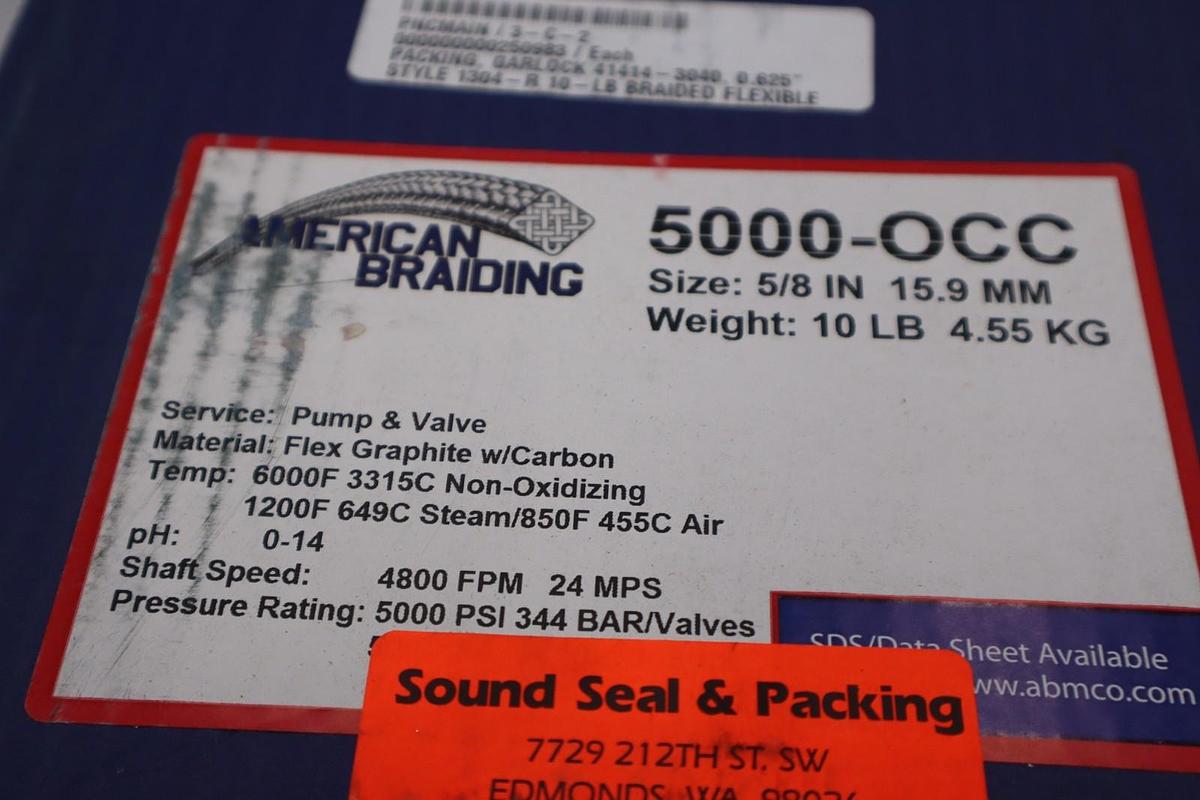 AMERICAN BRAIDING 5000-OCC Flex Graphite 5/8 IN - STOCK GF389