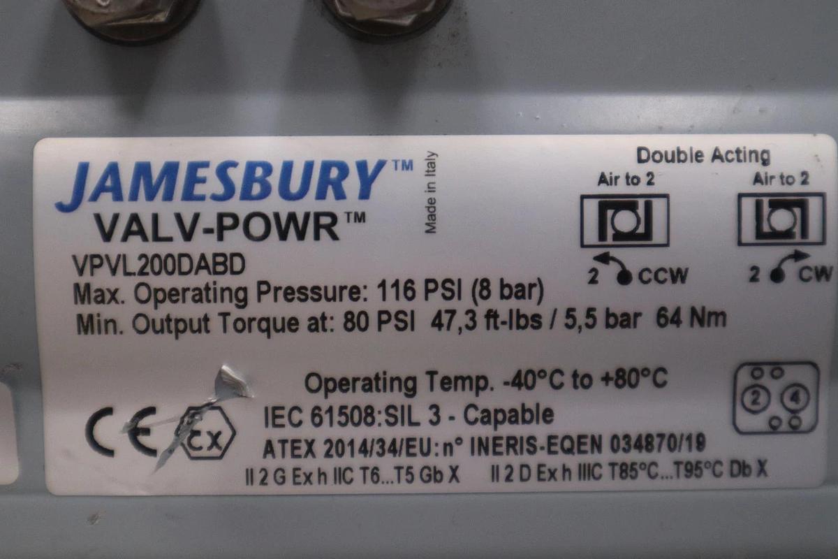 Used JAMESBURY VPVL200DABD 7150313600XTZ2 275PSI 2" - NEW OPEN BOX - STK GF1107