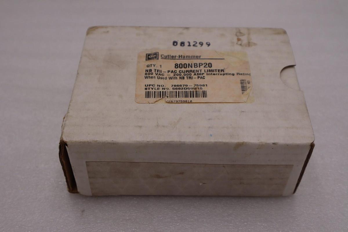 Used CUTLER HAMMER 800NBP20 600VAC FUSE NEW WITH BOX STOCK K-1242-A