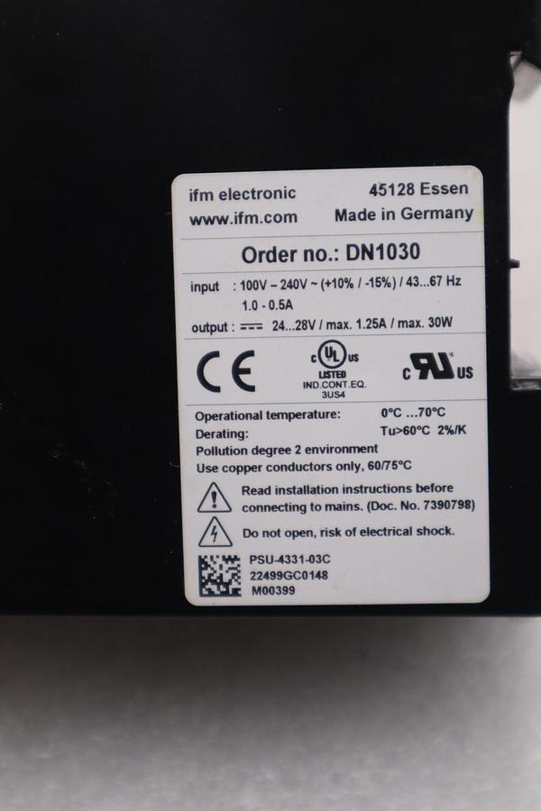 Used IFM ELECTRONIC DN1030 Power Supply 100-240V STOCK K-404-D