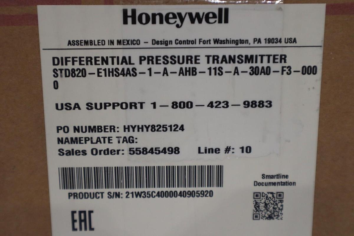 Used HONEYWELL STD820-E1HS4AS-1-A-AHB-11S-A-30A0-F3-0000 / STD820 TRANSMITTER #G394