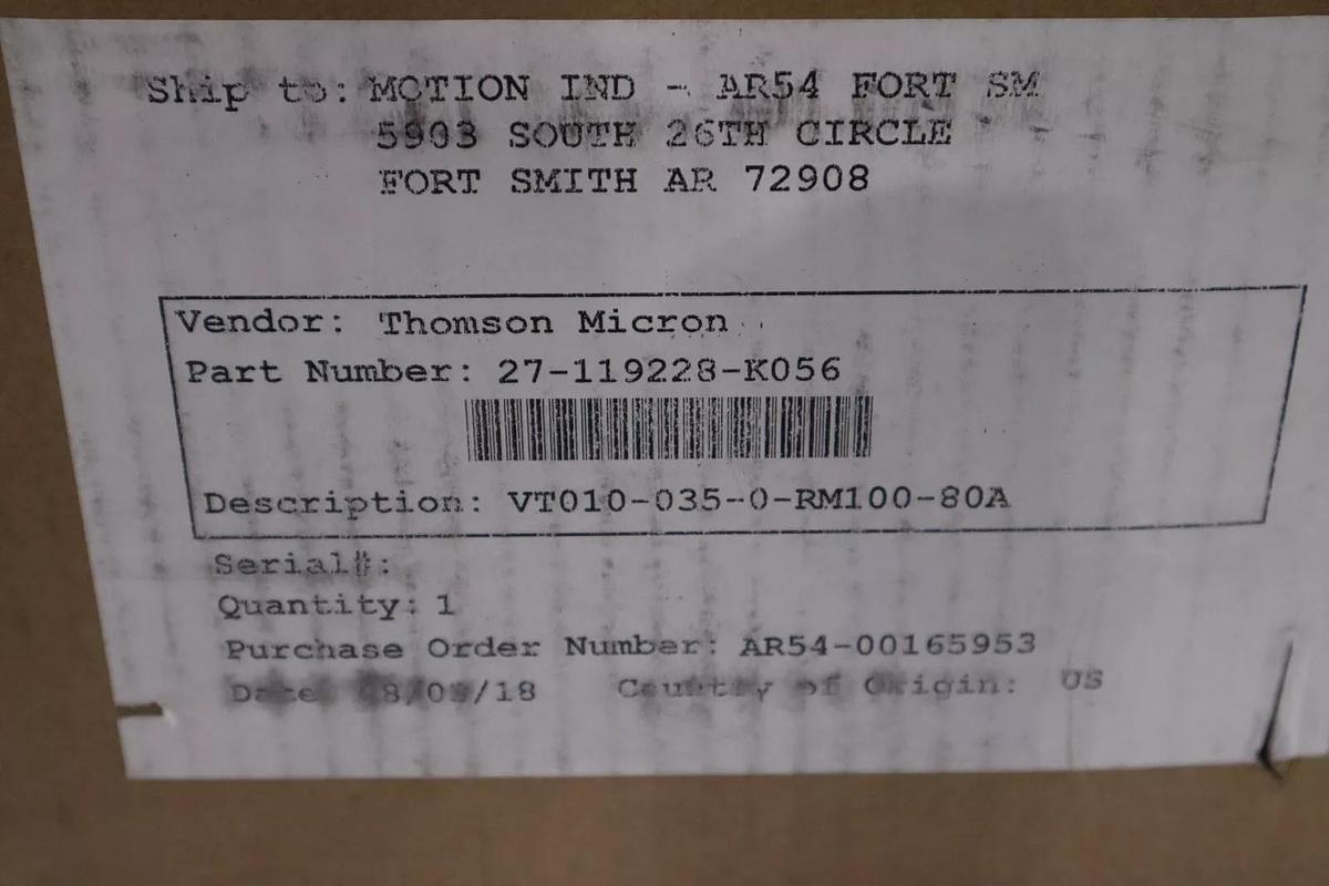 Used VALUETRUE 10 VT010-035-0-RM100-80A/VT0100350RM10080A PLANETARY GEARBOX #K-1555-A