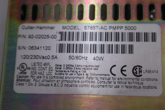 Used CUTLER HAMMER 92-02025-00 5785T-AC PMPP 5000 230VAC 0.5A STOCK 4850