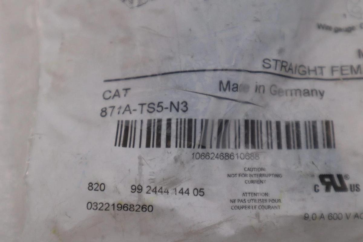Used Allen Bradley 871A-TS5-N3 TERMINAL CHAMBER MINI STRAIGHT FEMALE STOCK H1613A