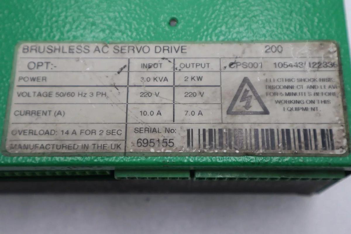 Used CONTROL TECHNIQUES MAXAX 200 BRUSHLESS AC SERVO DRIVE STOCK 4030-A