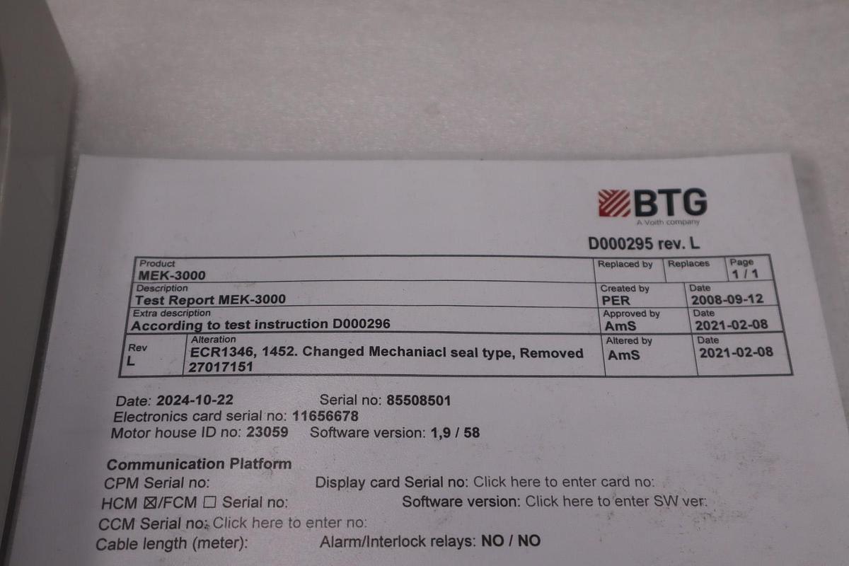 BTG CPM-1400 PH/Q0/M1/S2/H3/C10/R15 CONSISTENCY TRANSMITTER - NEW - STOCK 3827CC