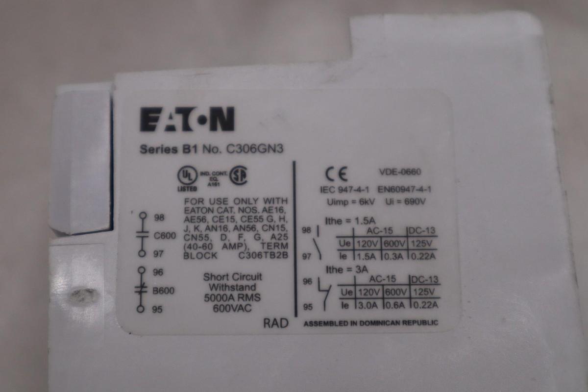 Used EATON Cutler-Hammer C306GN3 Overload Relay Series B1 STK K310A