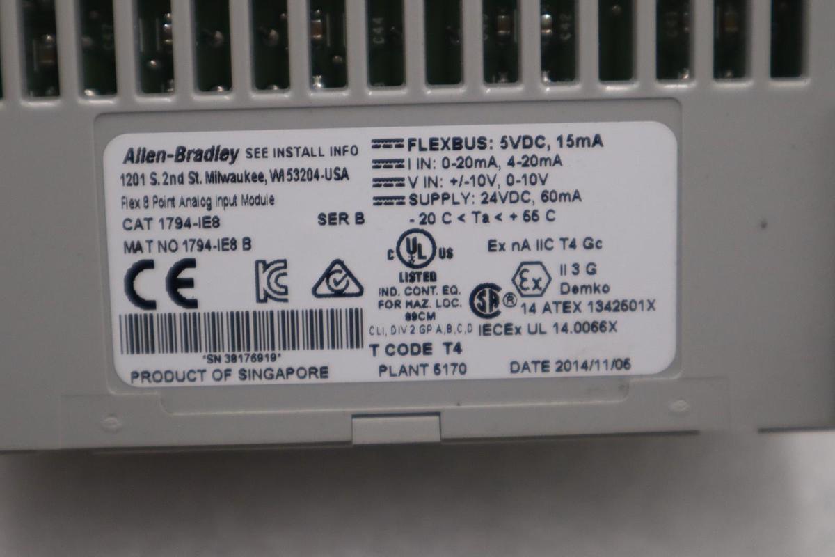 Used Allen Bradley 1794-IE8 /B Flex I/O 8-Point Analog Input STOCK H3732CC