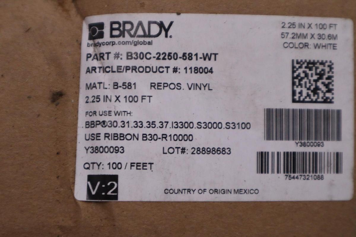 Used Brady B30C-2250-581-WT Thermal Label 2.25 x 100’ Label Printer STK GF1171