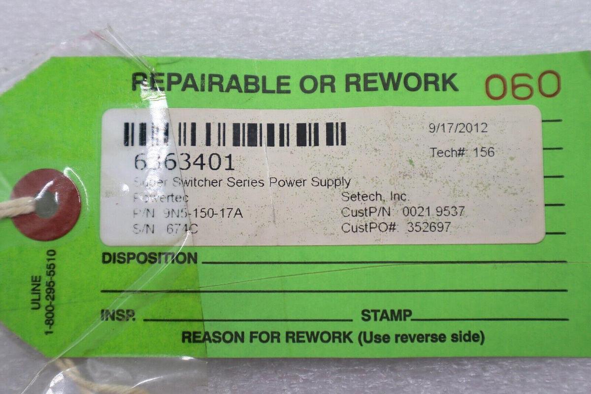 Used POWERTEC DC POWER SUPPLY MODEL 9N5-150-17C SUPER SWITCHER STOCK #1003A