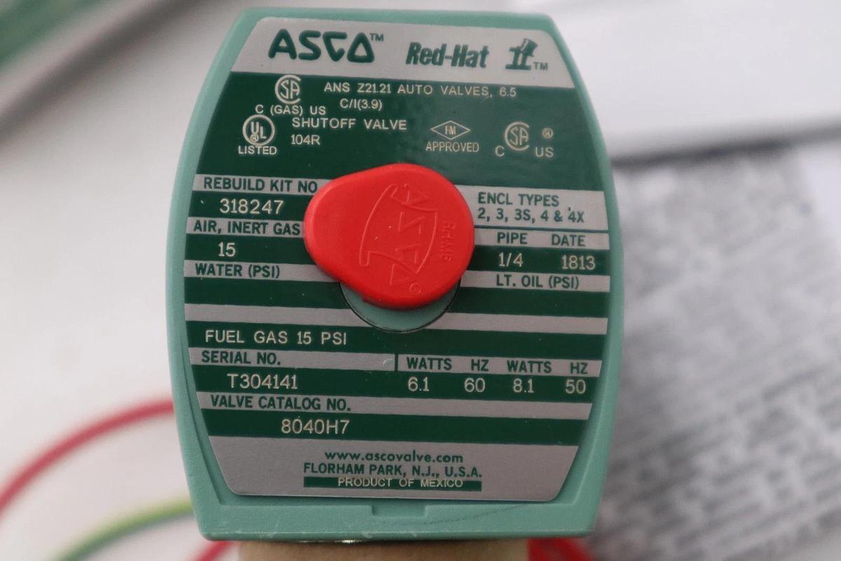 Used NEW ASCO REDHAT 8040H7 110/120V 15PSI 1/4" NSNP STOCK H616A