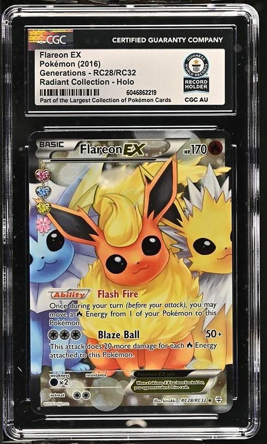 Used 2016 POKEMON XY GENERATIONS RADIANT COLLECTION #RC28 FLAREON CGC WORLD RECORD