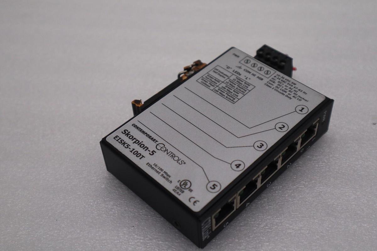 Used Contemporary Controls EISK5-100T Skorpion-5 Port Ethernet Switch STOCK L-366-C
