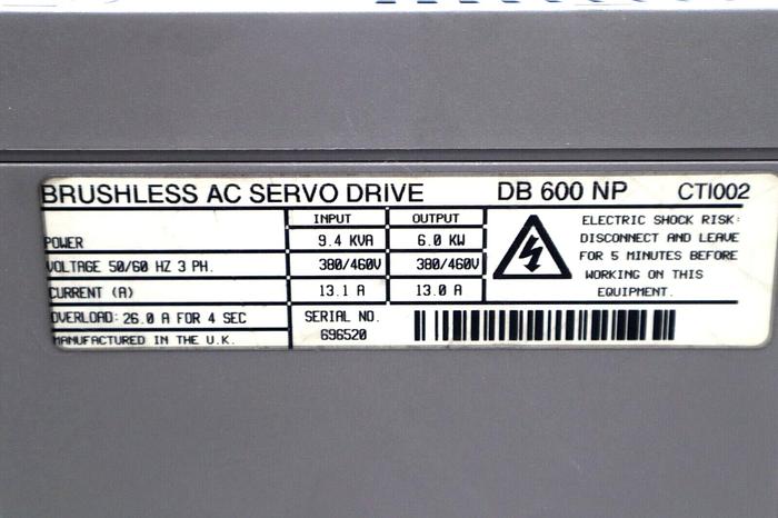 Used EMERSON DB600NP BRUSHLESS AC SERVO DRIVE CT002 STOCK #1738