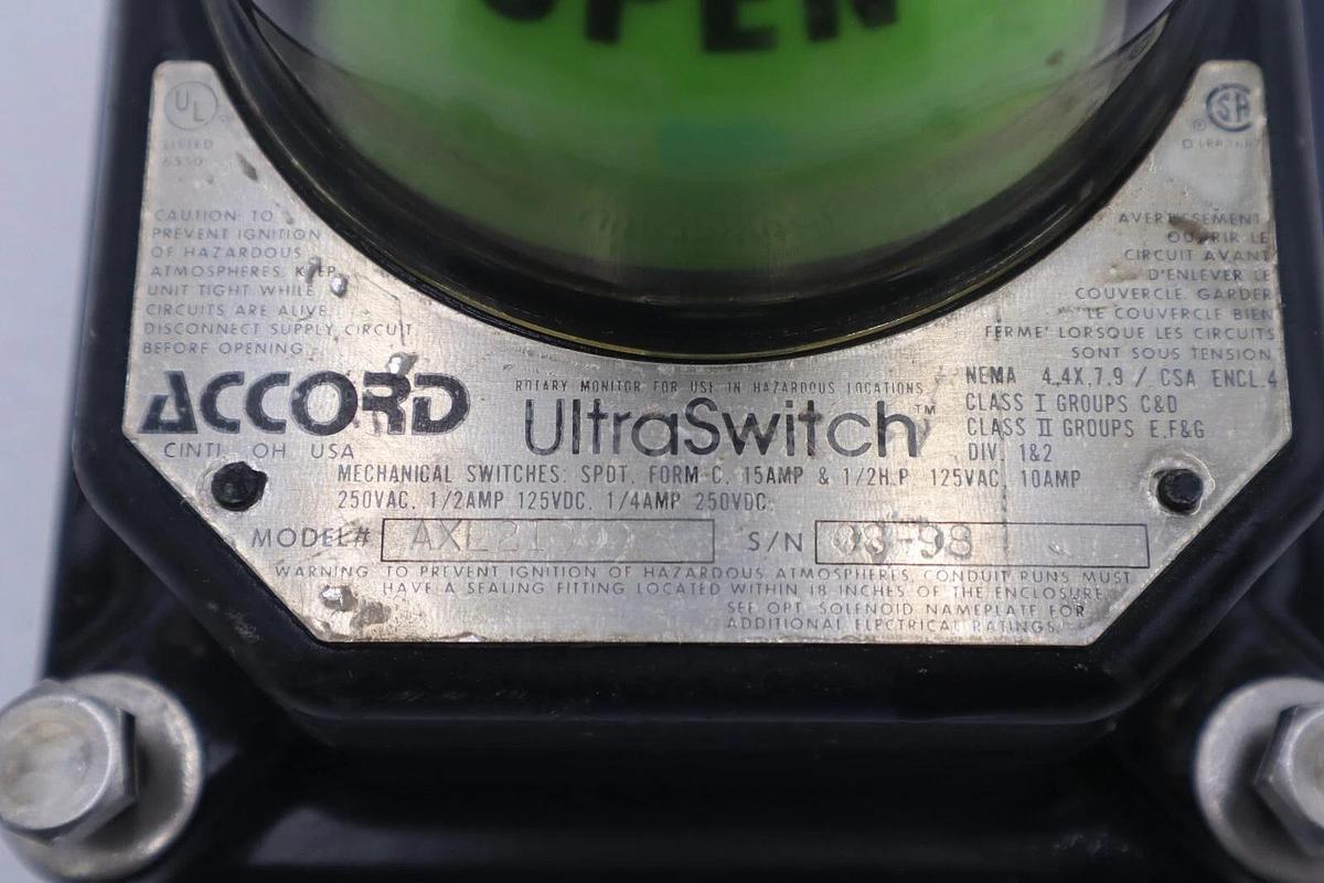 Used Accord AXL21000 Ultra Switch Valve Assembly STOCK K-750A