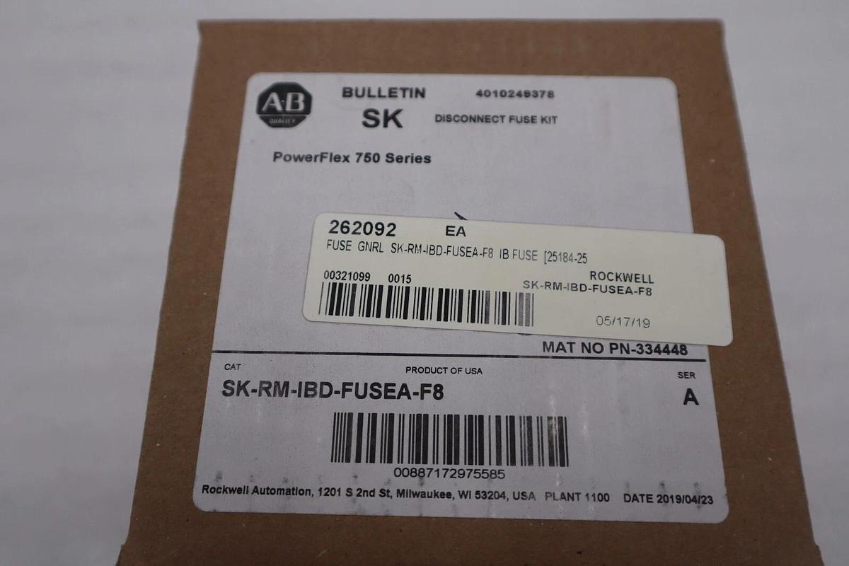 NEW SEALED Allen Bradley SK-RM-IBD-FUSEA-F8 SER A PowerFlex 750 Fuse Stock G277A