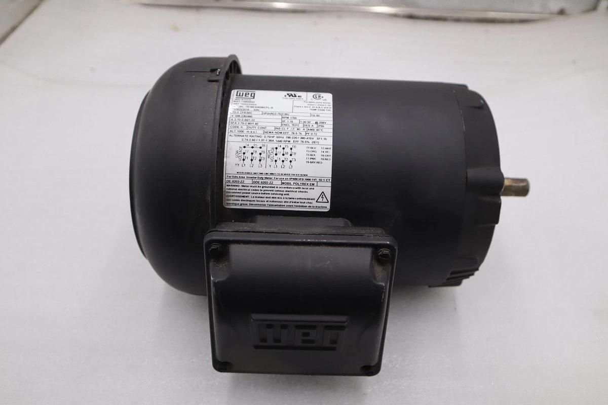 NEW OPEN BOX WEG 7518ES3E56CFL-S 3ph 0.75hp 230/460V 1755rpm MOTOR STK M196CC