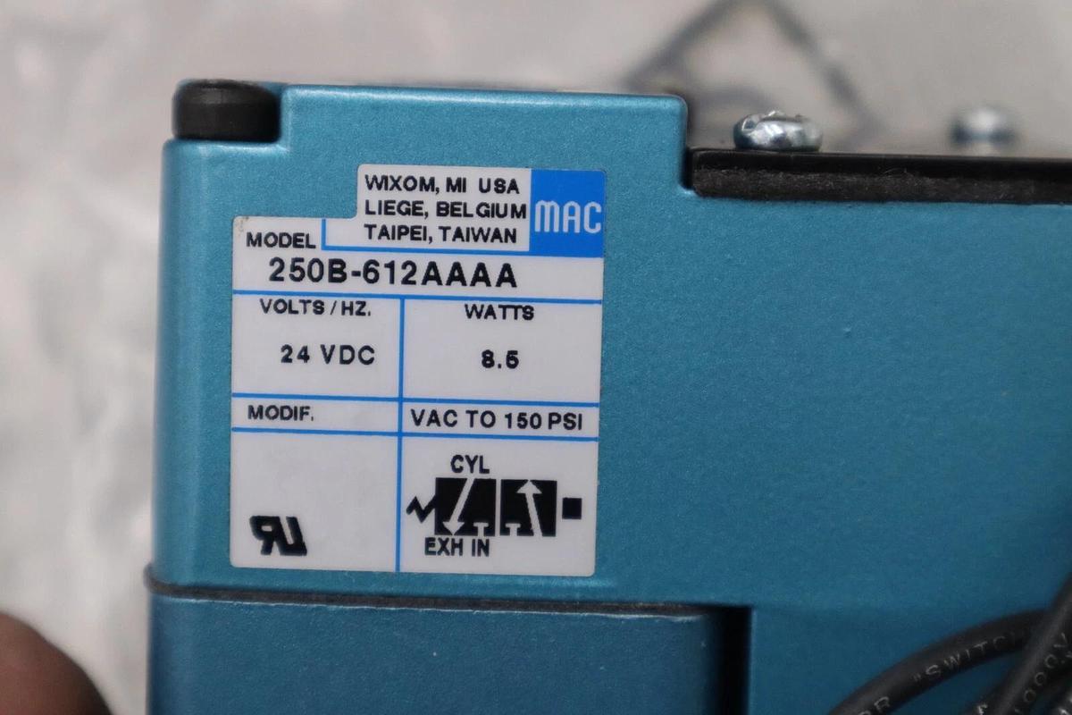 Used NEW MAC 250B-612AAAA SOLENOID VALVE 24VDC 25-150PSI 8.5WATT STOCK H295A