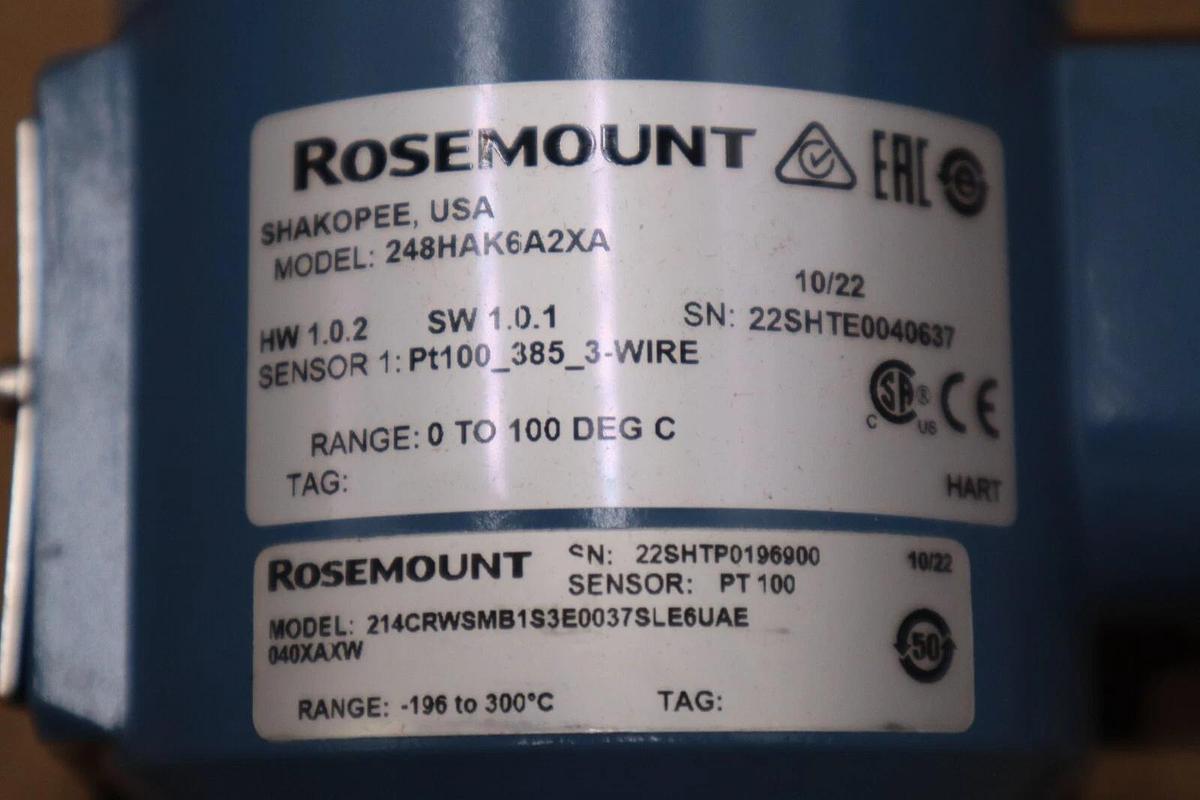 Used ROSEMOUNT , 248HAK6A2XA, TEMP. TRANSMITTER , 241CRWSMB1S3E0037SLE6UAE NEW IN BOX