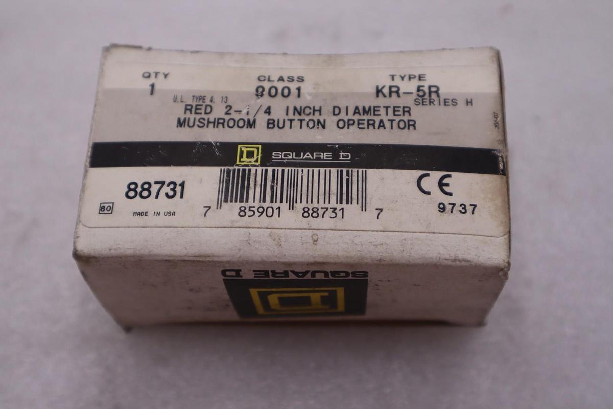 LOT OF 2 - SQUARE D 9001 KR-5R/ 9001KR5R Pushbutton Red 2 1/4" Dia - STK GF737A