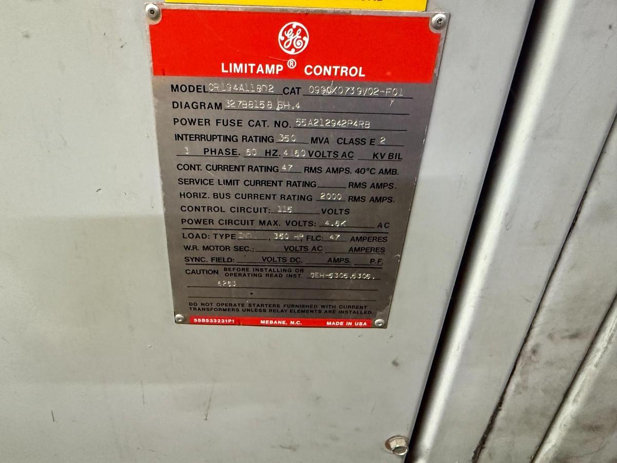 Used GE Limitamp Motor Control 4160 Volt Model CR194A148F2 Complete Switchgear System
