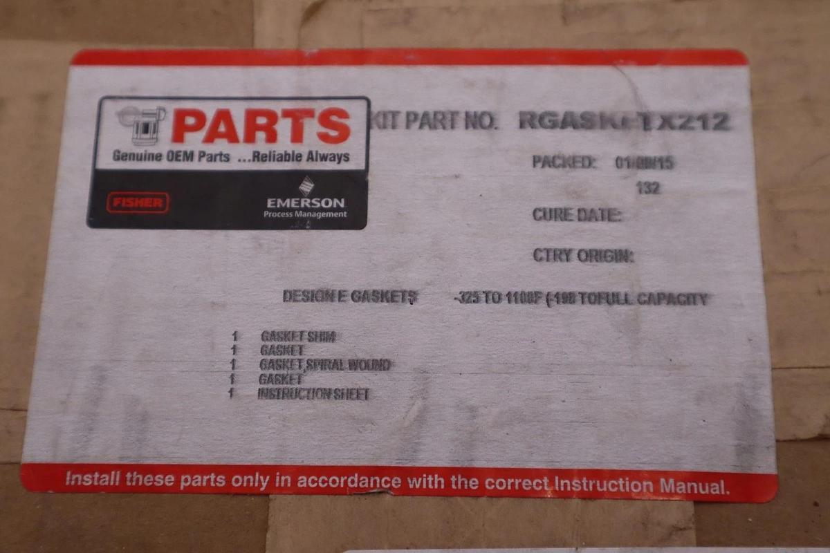 Used Fisher RGASKETX212 Industrial Valve Gasket / Replacement Part NEW STOCK 135A