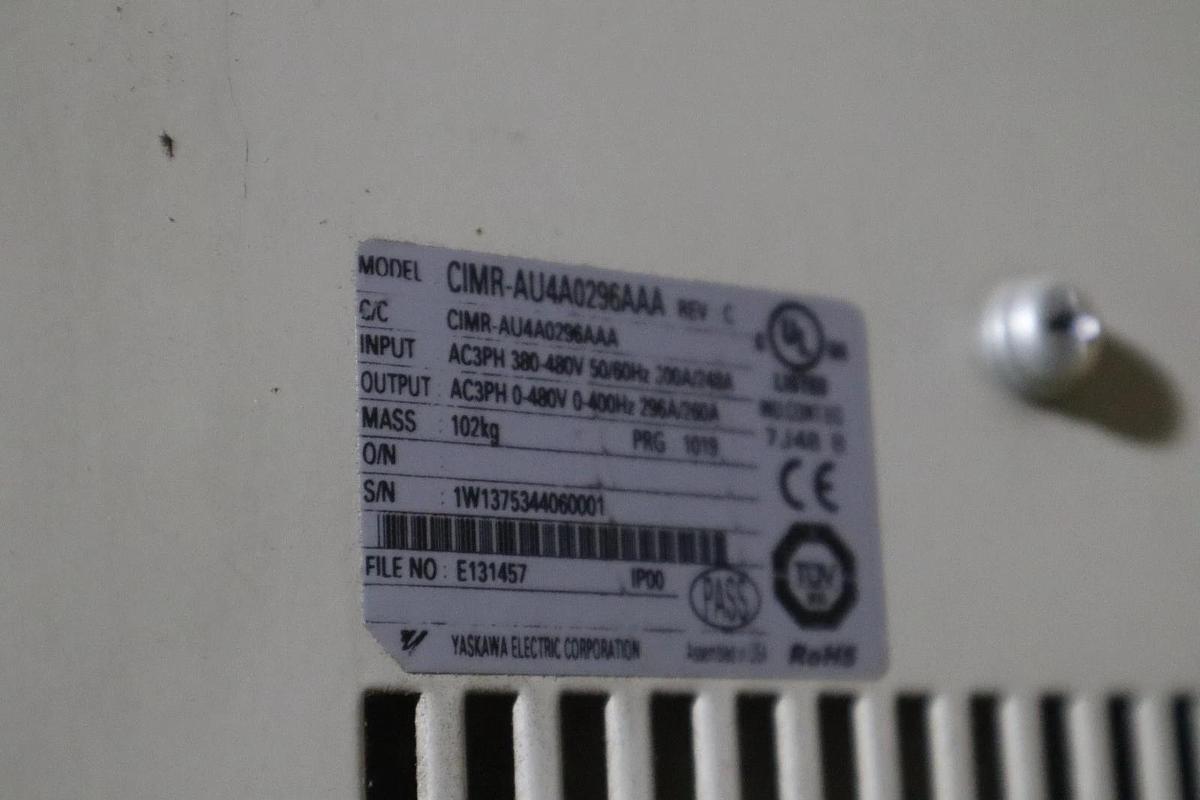 Used YASKAWA CIMR-AU4A0296AAA REV C VARIABLE FREQUENCY DRIVE STOCK CC26