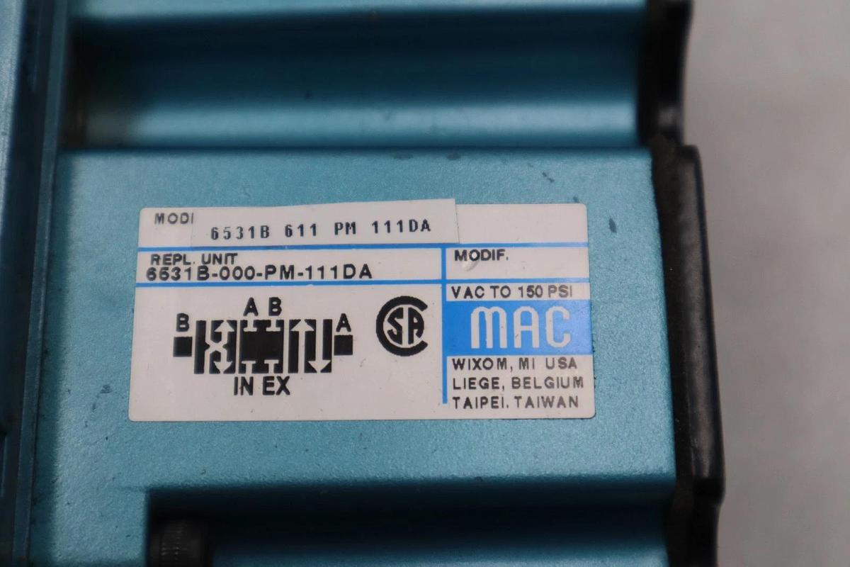 Used MAC Valves 6531B-611-PM-111DA Solenoid Valve - STOCK GF137A