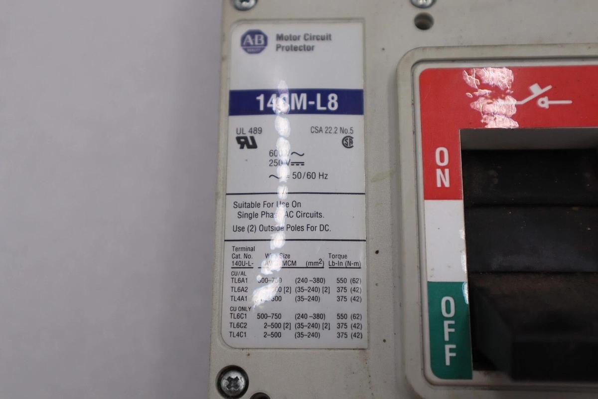 Used ALLEN BRADLEY 140M-L8P-D60 / 140ML8PD60 600A MAX STOCK 2080