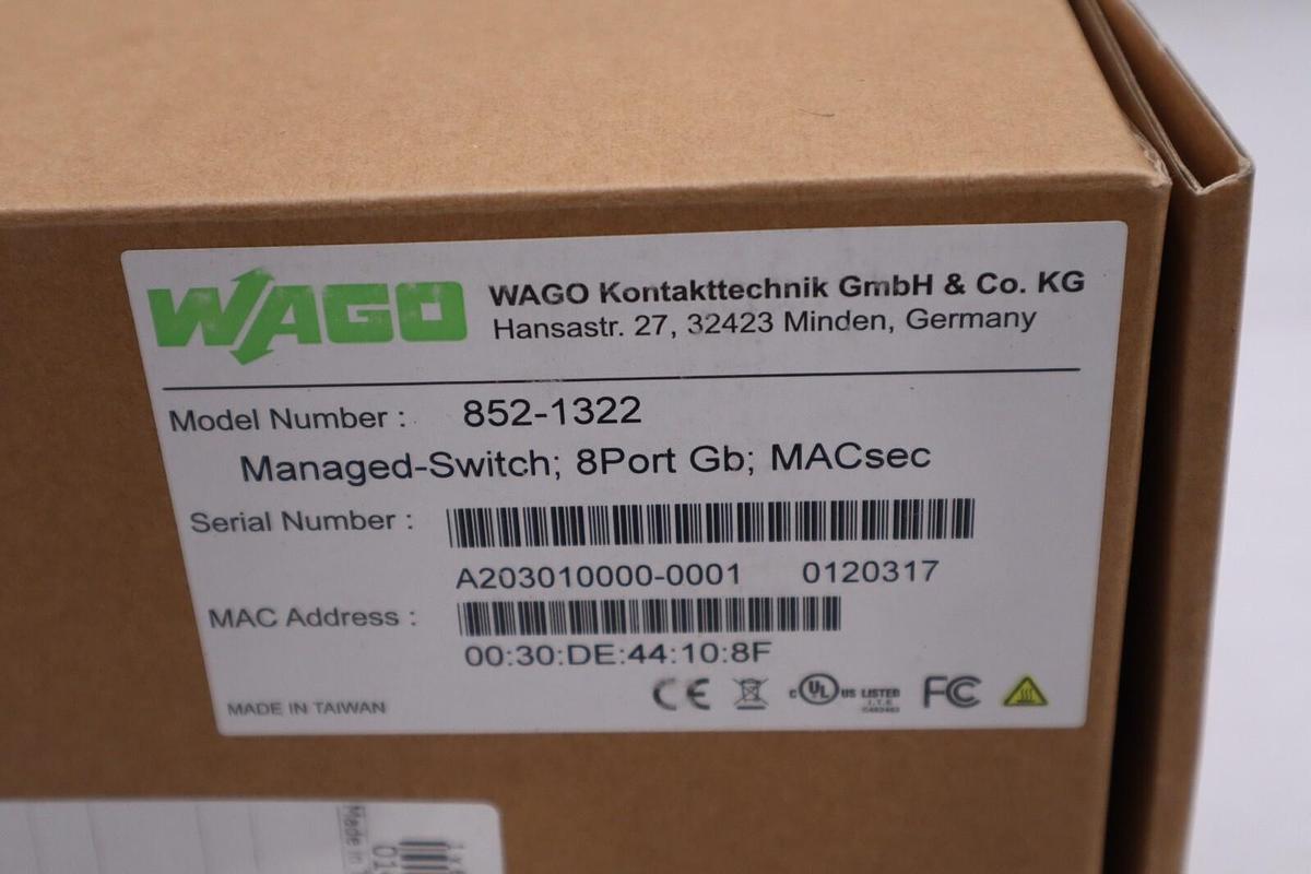 NEW IN BOX WAGO 852-1322 Switch Ethernet Managed Port Count STOCK H736