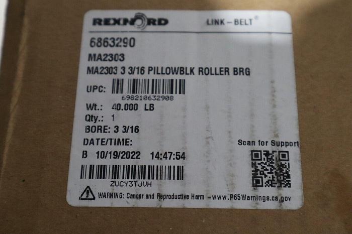 MA2303 3 3/16 PILLOW BLOCK ROLLER BEARING REXNORD NEW IN BOX STOCK S-452