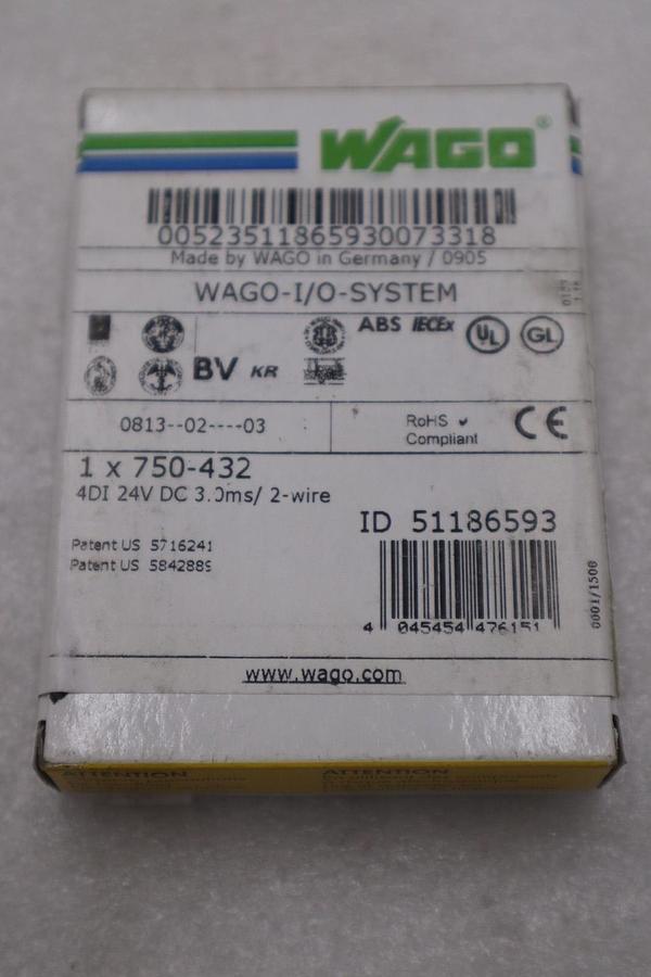 Wago 750-432 I/O System 24 VDC 2 Wire 3 - STOCK K1648A