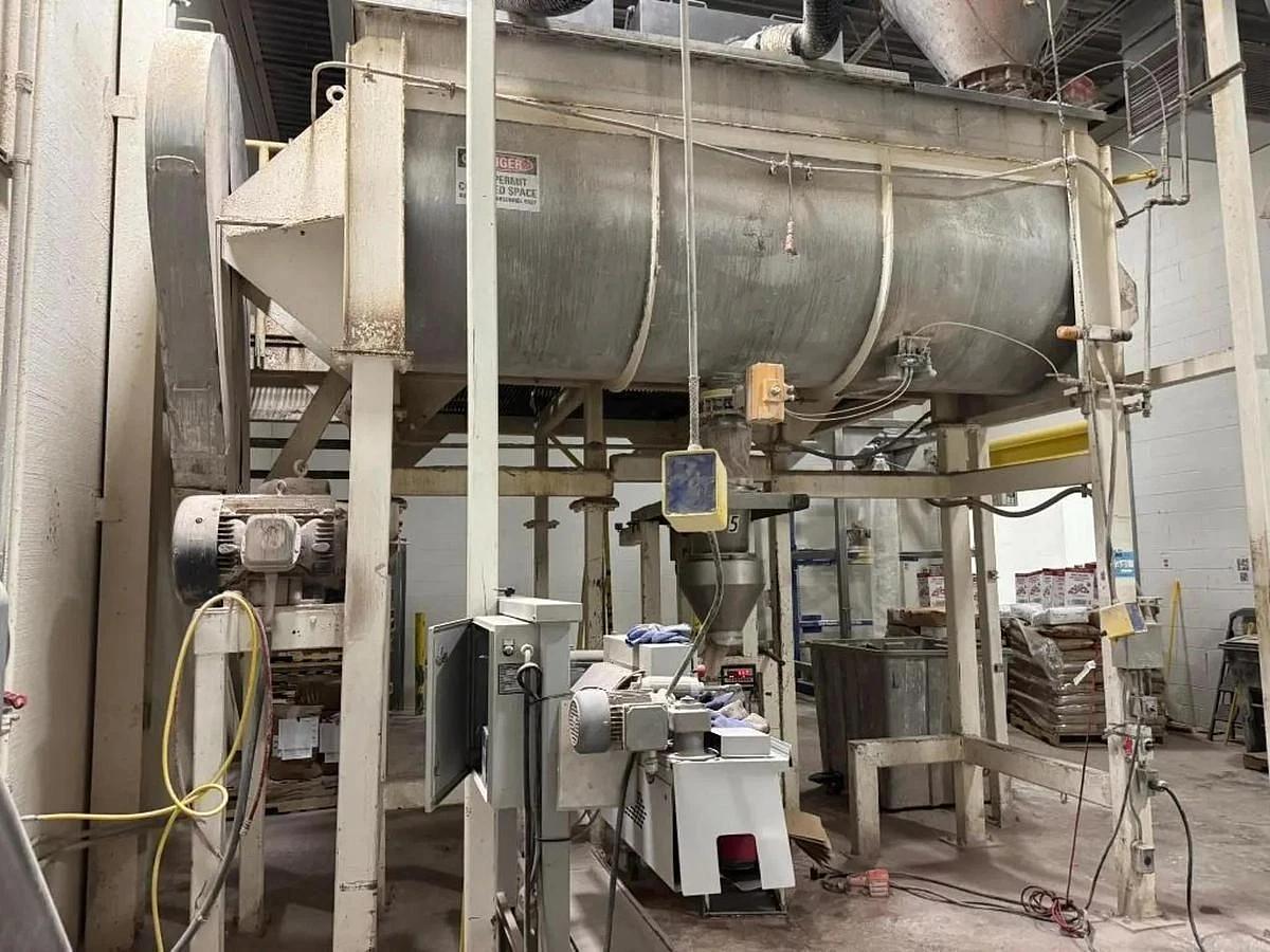 Used STAINLESS STEEL DOUBLE SPIRAL RIBBON BLENDER APPROXIMATELY 170 CUBIC FEET