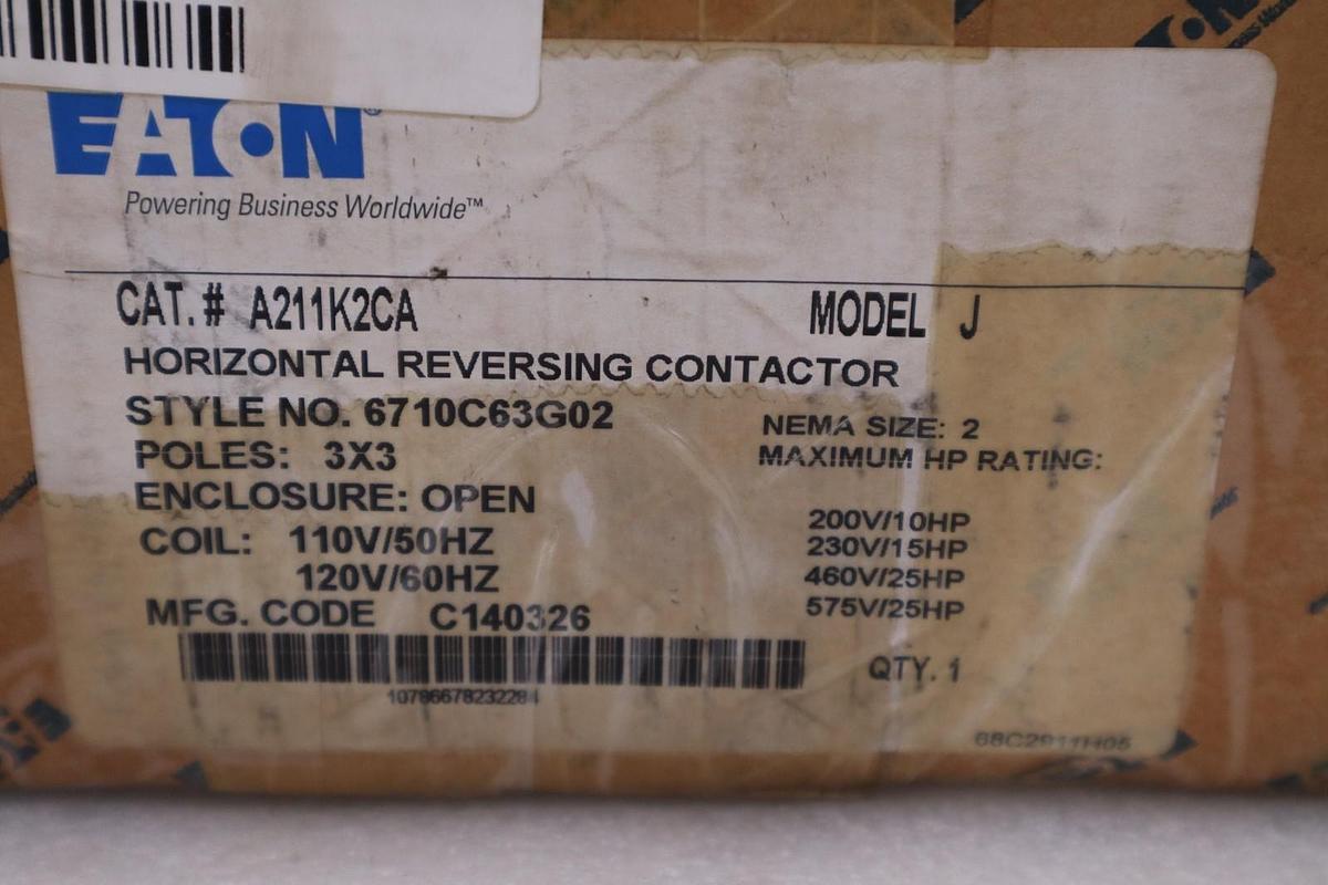 Used Eaton A211K2CA, Horizontal Reversing Contactor, Nema Size 2 NEW IN BOX GF1101