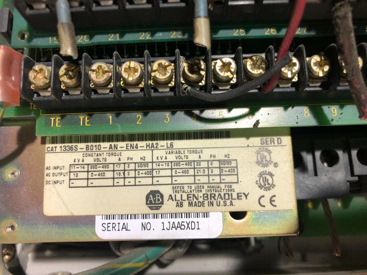 Used ALLEN BRADLEY 1336S-B010-AA-EN-GM1-HA2-L6 DRIVE SER D STOCK SK006