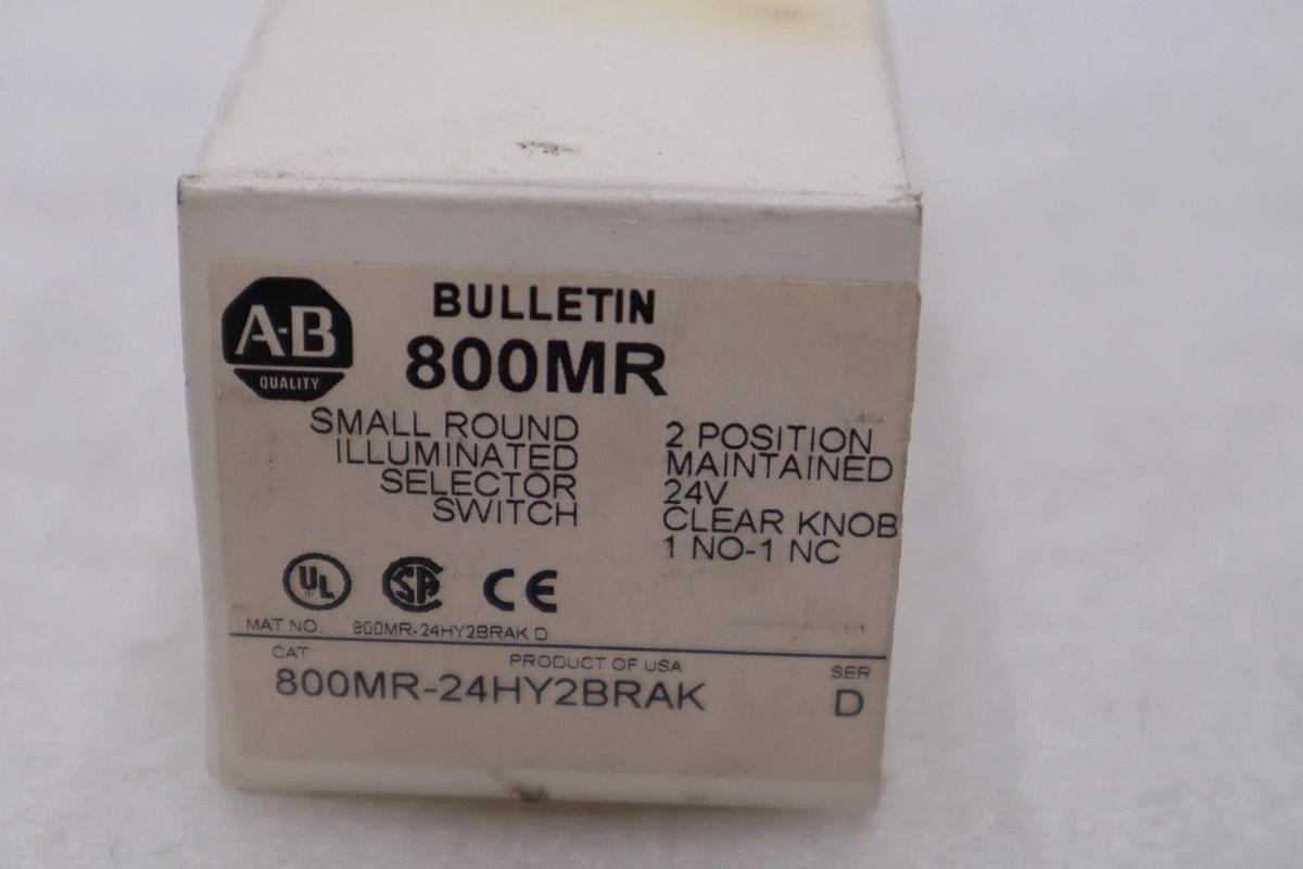 Allen Bradley 800MR-24HY2BRAK Ser D 2 Pos Illuminated Selector Switch STK H535A