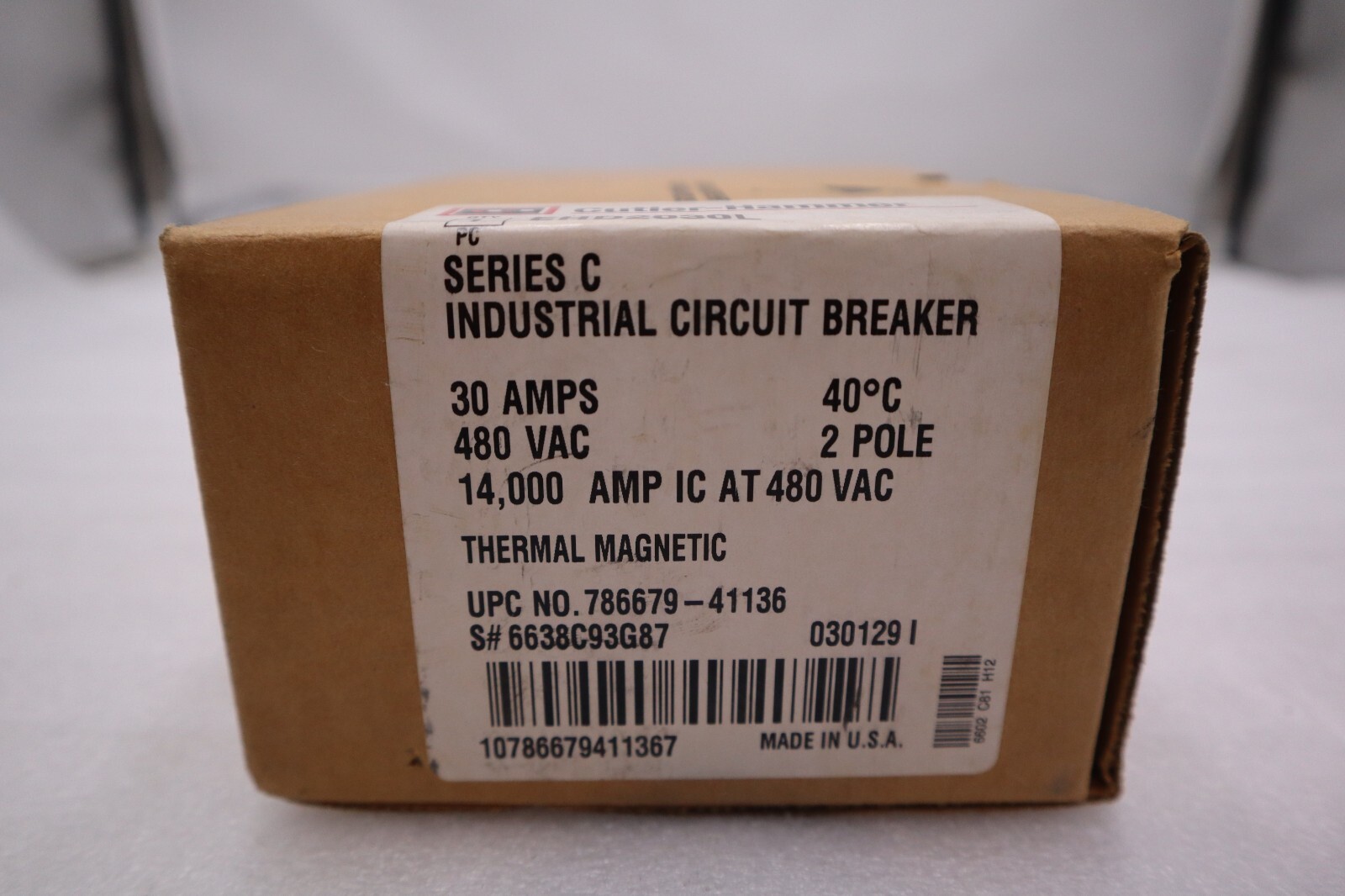 Used NEW EATON CORPORATION EHD2030L THERMAL-MAGNETIC CIRCUIT BREAKER STOCK 2587C