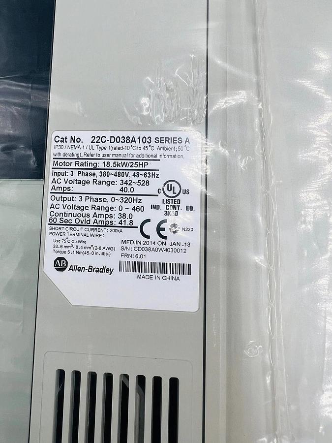 Allen Bradley PowerFlex DRIVE 400 22C-D038A103 Ser A NEW NO BOX STOCK 4140