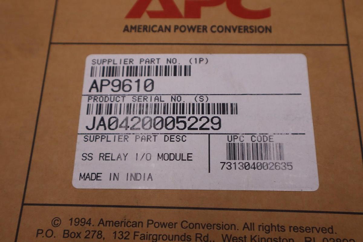 Used NEW OPEN BOX APC AP9610 I/O RELAY MODULE STOCK 2182A